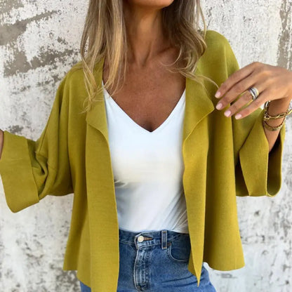 Women Coat Lapel Long Sleeve Regular Style Jacket Open Front Spring Autumn Imitation Suede Outerwear Sun Protection Lady Clothes