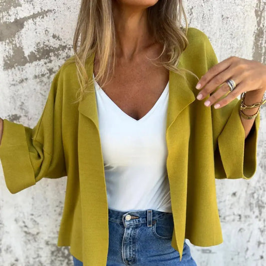 Women Coat Lapel Long Sleeve Regular Style Jacket Open Front Spring Autumn Imitation Suede Outerwear Sun Protection Lady Clothes
